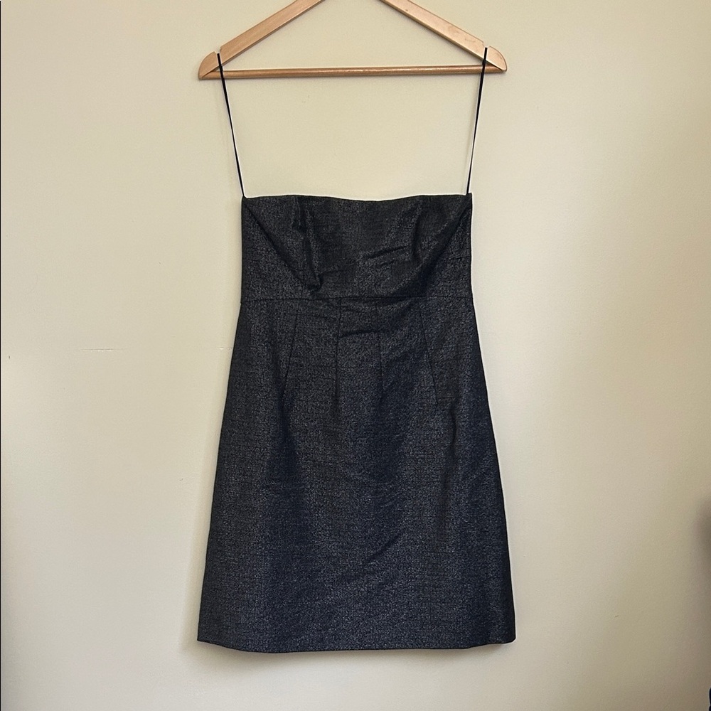 Theory Charcoal Shimmer Strapless Dress